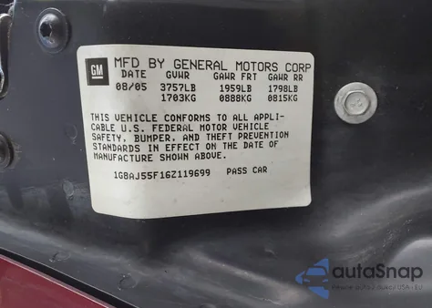 2006 Saturn Ion 2 z USA, uszkodzony, nr VIN 1G8AJ55F16Z119699